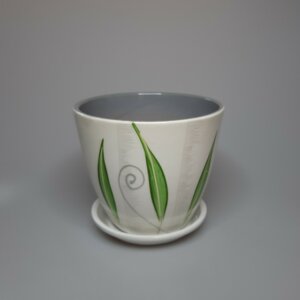 Горшок цветочный Роспись Бутон мотив зеленый 250 Родники  Родники
