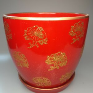 Цветочный горшок "Цветы" Красный с блестками 22 см.  Родники  Родники