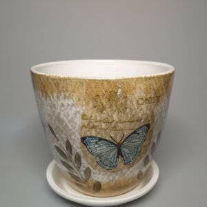 Горшок цветочный "Декупаж бутон бабочки" 350 Родники  Родники