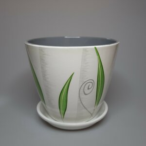 Горшок цветочный Роспись Бутон мотив зеленый 350 Родники  Родники