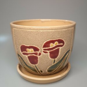 Цветочный горшок "Цветы" 13 см. Бежевый Родники  Родники