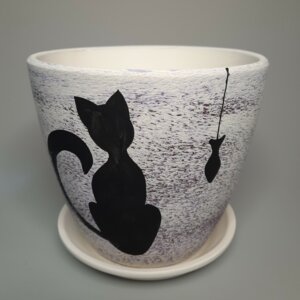 Горшок цветочный Роспись Бутон Кошка 400 Родники  Родники