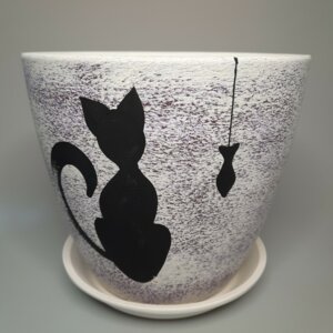 Горшок цветочный Роспись Бутон Кошка 500 Родники  Родники