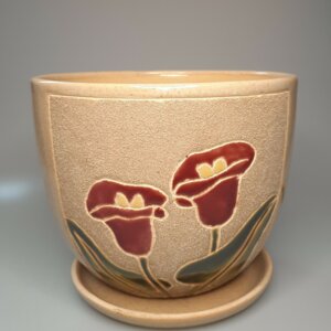 Цветочный горшок "Цветы" 16 см. Бежевый Родники  Родники