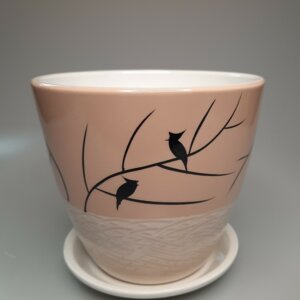 Горшок цветочный "Роспись бутон птицы какао" 350 Родники  Родники