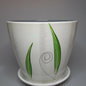 Горшок цветочный Роспись Бутон мотив зеленый 450 Родники  Родники