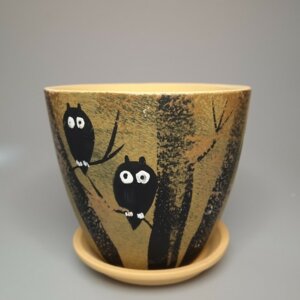 Горшок цветочный Роспись бутон совы 300 Родники  Родники