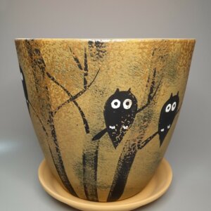 Горшок цветочный Роспись бутон совы 600 Родники  Родники