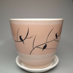 Горшок цветочный "Роспись бутон птицы какао" 450 Родники  Родники