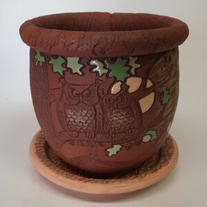 Цветочный горшок "Сова №2" с подд. D 15 Родники  Родники