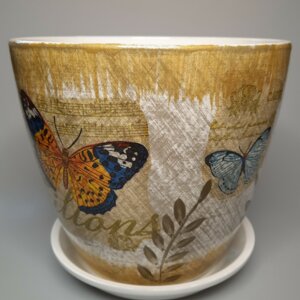 Горшок цветочный "Декупаж бутон бабочки" 550 Родники  Родники