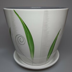 Горшок цветочный Роспись Бутон мотив зеленый 550 Родники  Родники