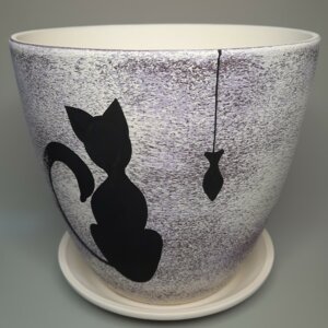Горшок цветочный Роспись Бутон Кошка 600 Родники  Родники