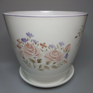 Горшок цветочный Роспись бутон розочки 650 Родники  Родники
