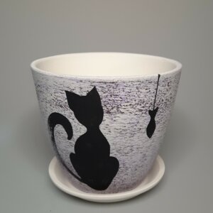 Горшок цветочный Роспись Бутон Кошка 300 Родники  Родники