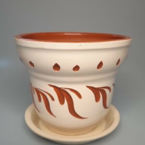 Цветочный горшок 12 см. Бежевый с рисунком Родники  Родники